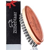 ZilberHaar - Pocket Mustache and Beard Brush - Soft Boar Bristles and Pearwood - Perfect Grooming Tool for Men - Relieves Itc