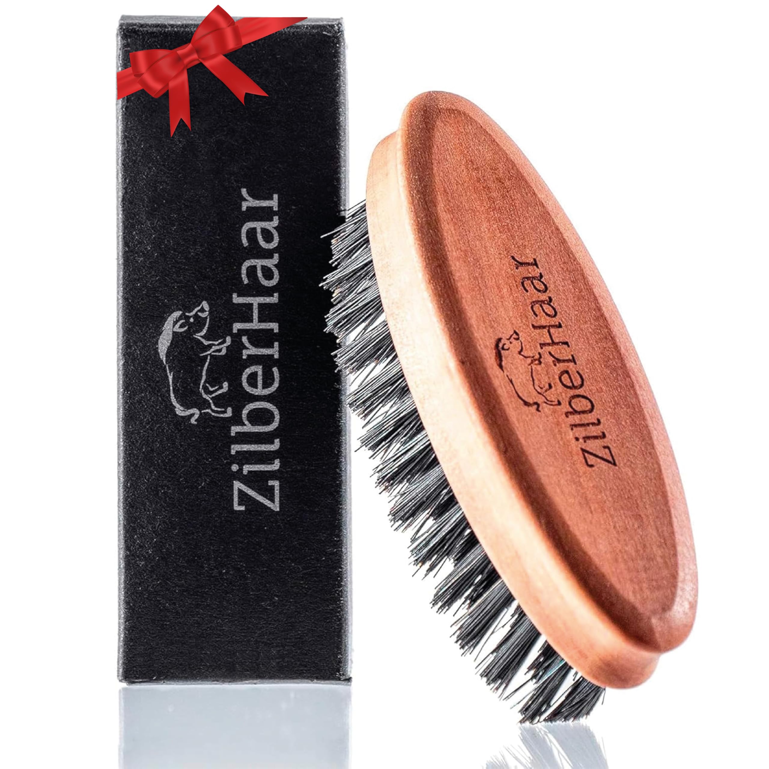 ZilberHaar Pocket Beard Brush - Small Soft Boar Bristle Beard Brush for Men - Travel Size Mens Beard Brush - Straightens & Promotes Beard Growth, Works with Beard Oil & Styling Balm to Soften Beard