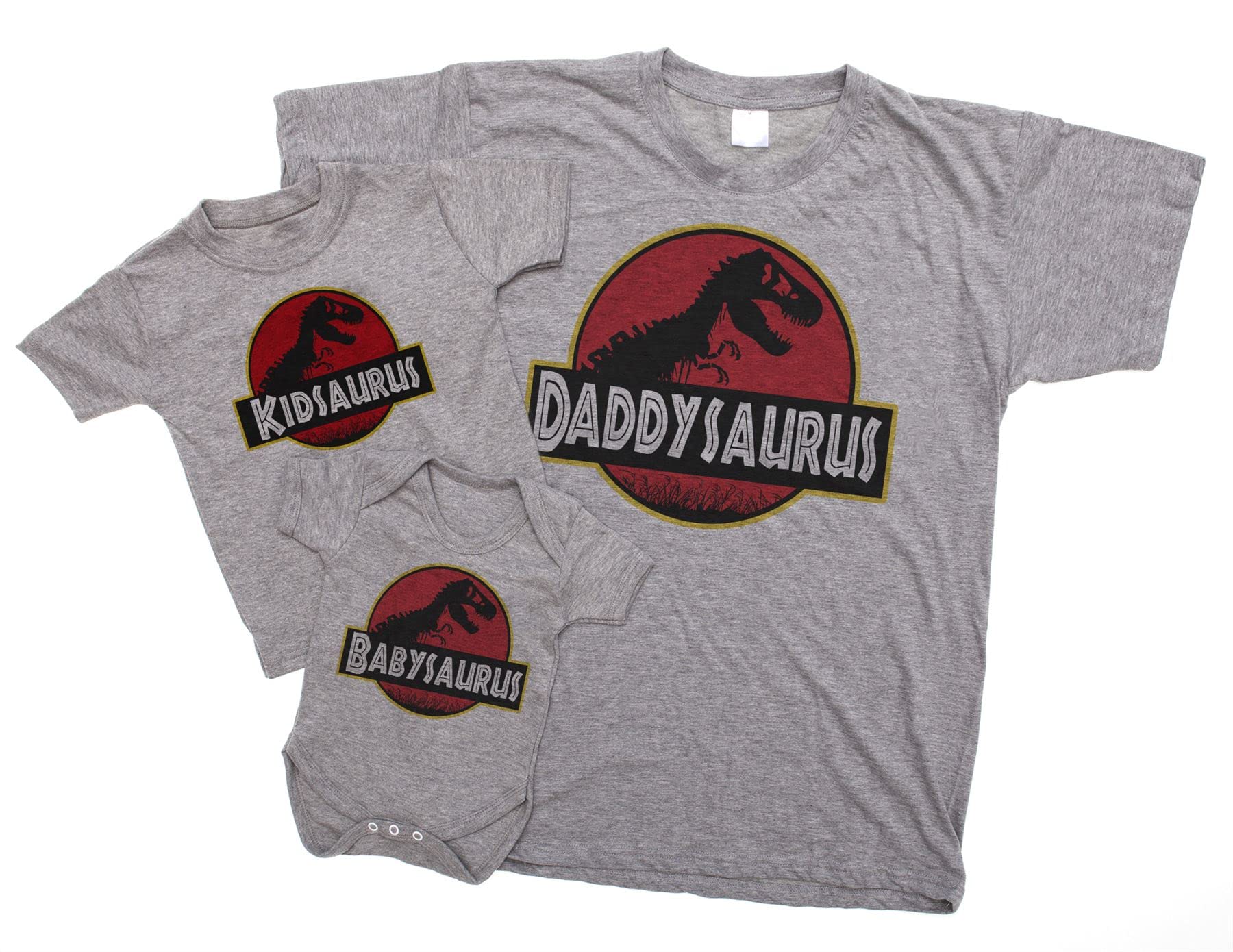 ART HUSTLE Daddysaurus Babysaurus Skeleton Design Family Set (Sold Separately) (Grey - Dad XL)