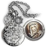 St. Catherine of Siena Locket Necklace, Patron Saint Confirmation Gift, Italian Charms, Catholic Jewelry