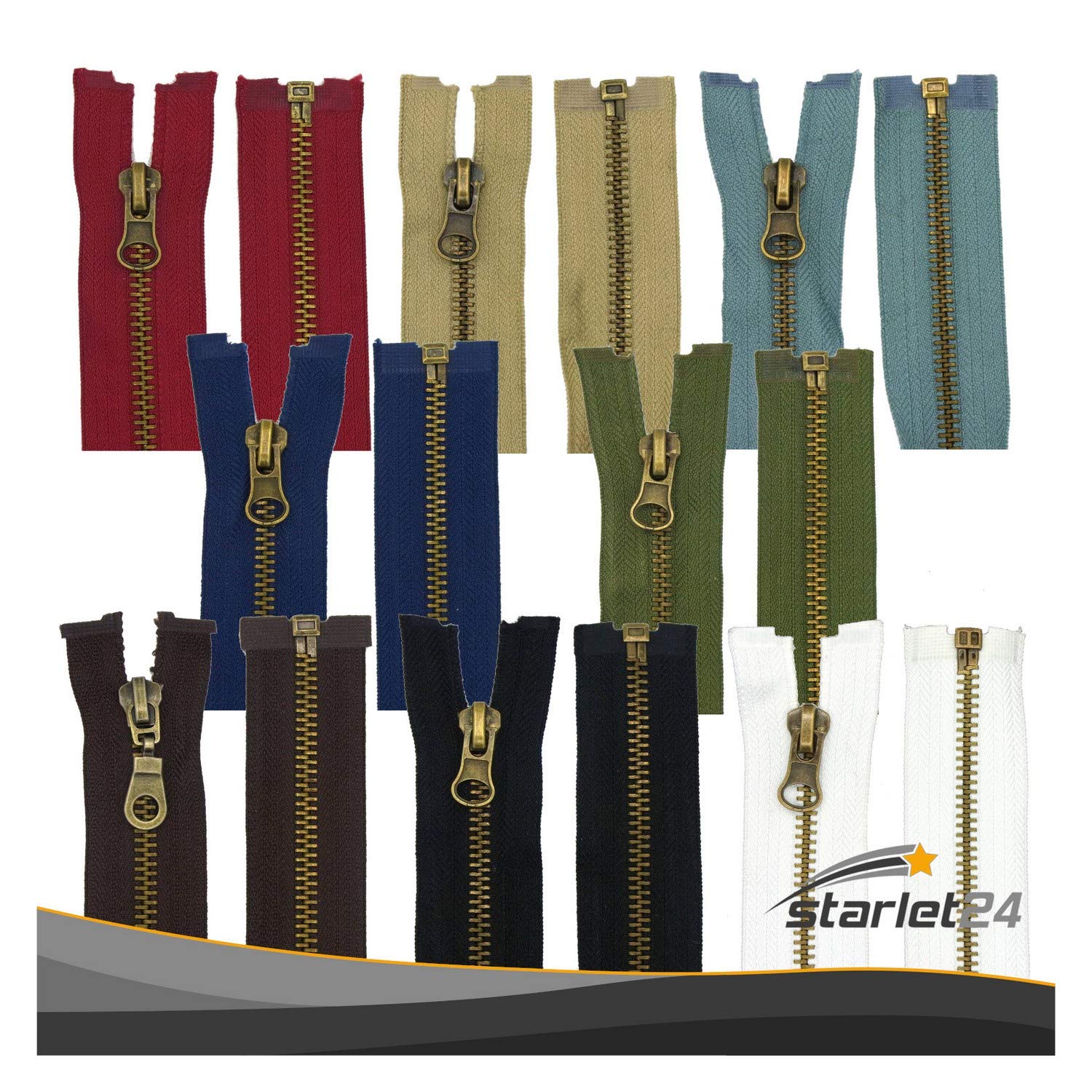 Separable Zip Metal 5 mm, olive green, 50 cm