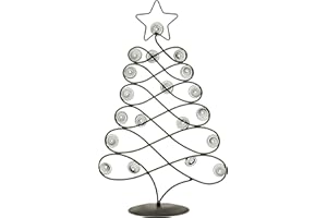 Red Co. 17.5" H Decorative Tabletop Display Christmas Tree Card & Photo Holder Rack in Black Finish