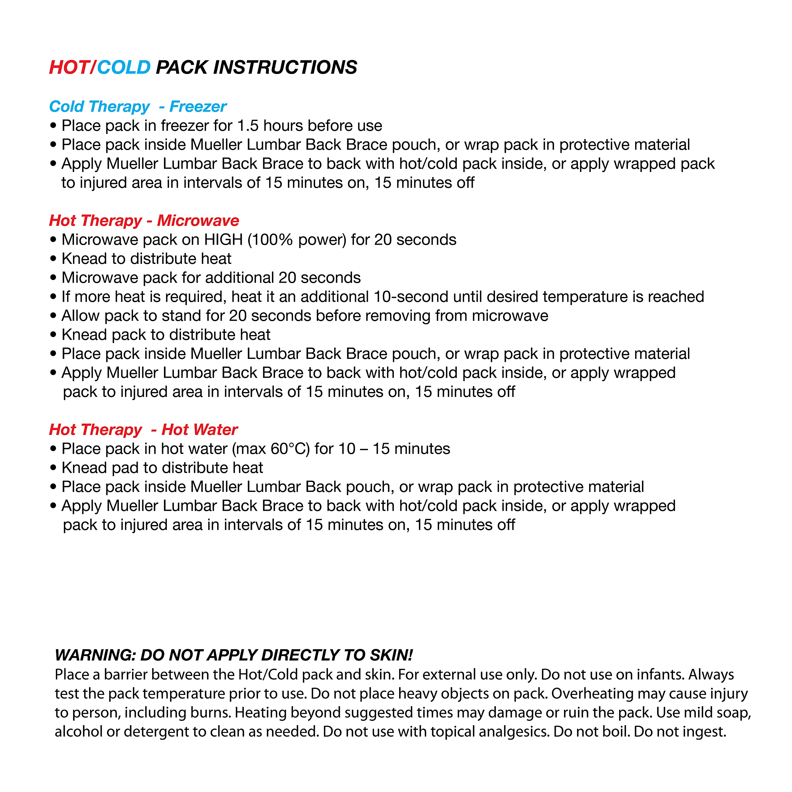 MUELLER Sports Medicine 4-in-1 Lumbar Back Brace with Hot/Cold Pack, Ideal for Upper and Lower Back Pain, Relief & Support for Men and Women, Strains, Sciatica, Scoliosis, Black, One Size