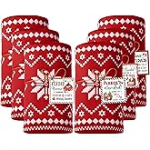 Boao 6 Set Christmas Throw Blankets with Gift Card 50 x 60 Inch Flannel Navidad Blanket Holiday Warm Soft Plush Blankets Bulk Red and White Reindeer Snowflake Xmas Tree for Winter Couch Bed Decoration