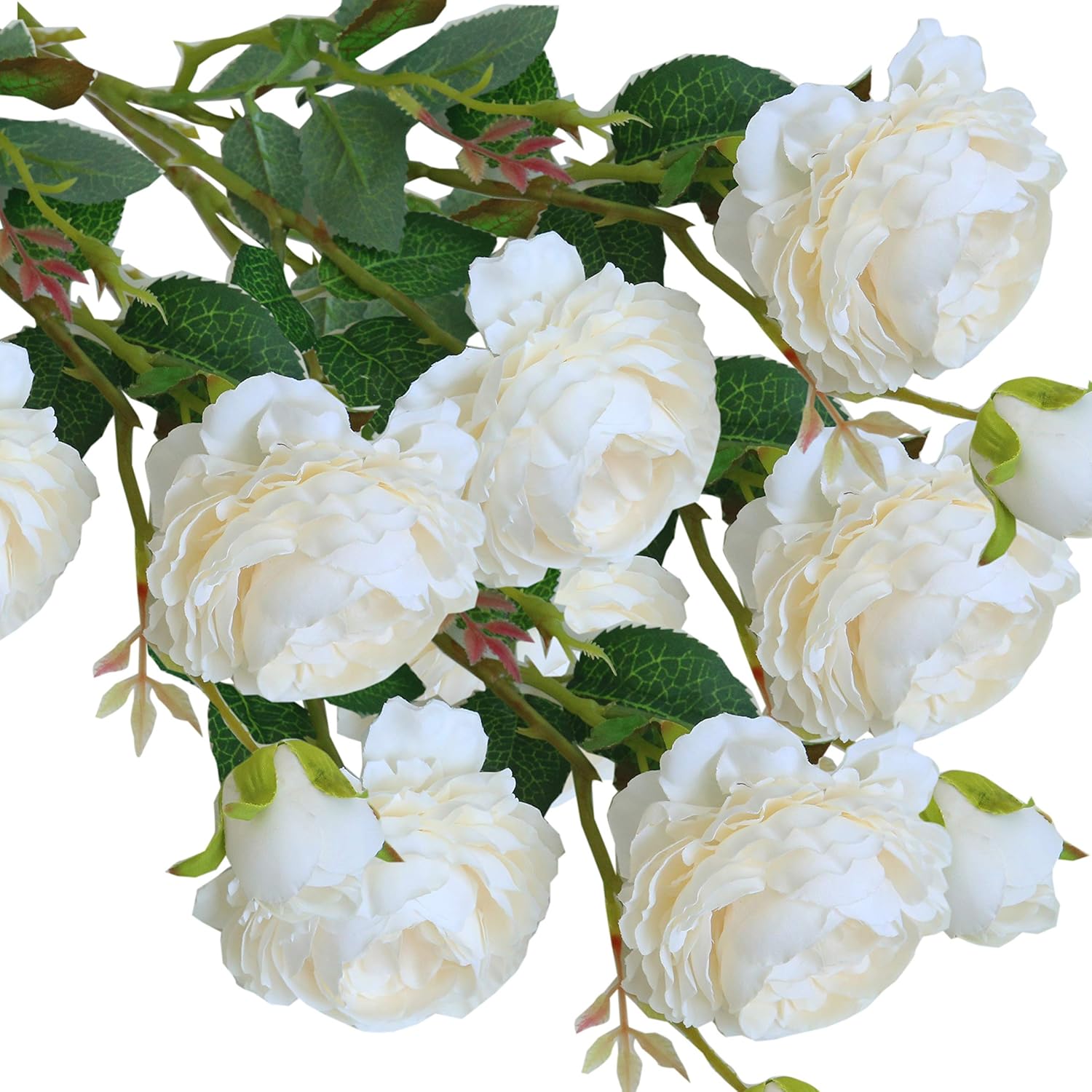 Hot Sports Cn Knight Artificial Flower 8pcs 24 Silk Peony Long Stem With 2 Blossoms And 1 Bud Faux Flower For Wedding Bridal Bouquet Bridesmaid Home Decor Office Baby Shower Centerpiece Spotted Rose Red