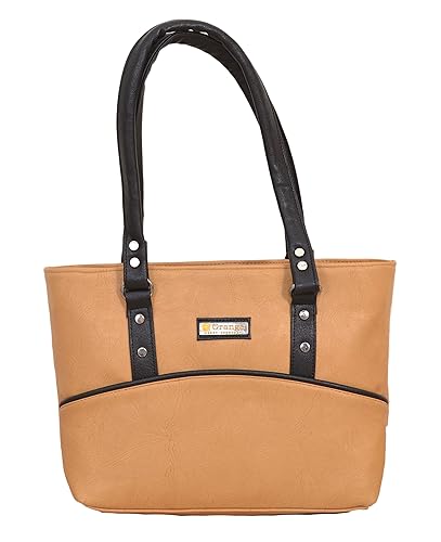 Orange Prime Womens Shoulder Bag with 2 Compartments (Sandy Brown & Black) (PRM-012)