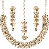 Touchstone Indian wedding jewelry set gold traditional necklaces for women statement rhinestone sets hollywood glamour style crystal stone bridal costume golden necklace