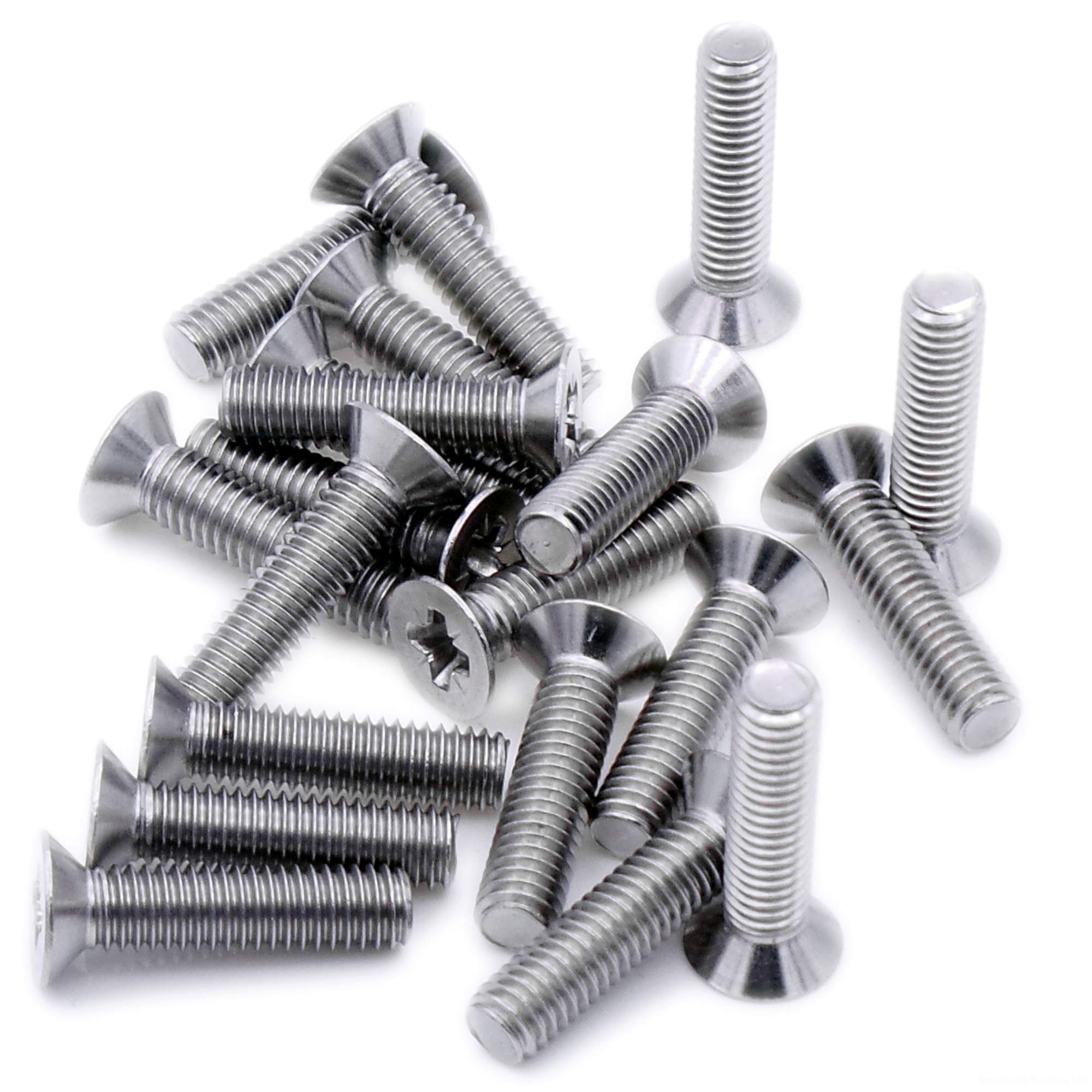 M3 (3mm x 60mm) Pozi Countersunk Machine Screw (Bolt) - Stainless Steel (A2) (Pack of 20)