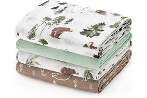 david's kids 4 Pack Baby Muslin Swaddle Blankets, 100% Cotton and Ultra Soft Breathable Receiving Blanket Wrap for Boys Girls