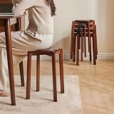 YMYNY 4pcs Solid Stackable Wood Round Stool, 27x27x45CM Brown view 6