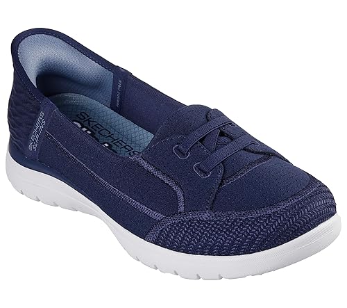 Skechers Women's Slip-ins: On-The-GO Flex-Top Notch Boat Shoe, Navy/Gray, 6.5