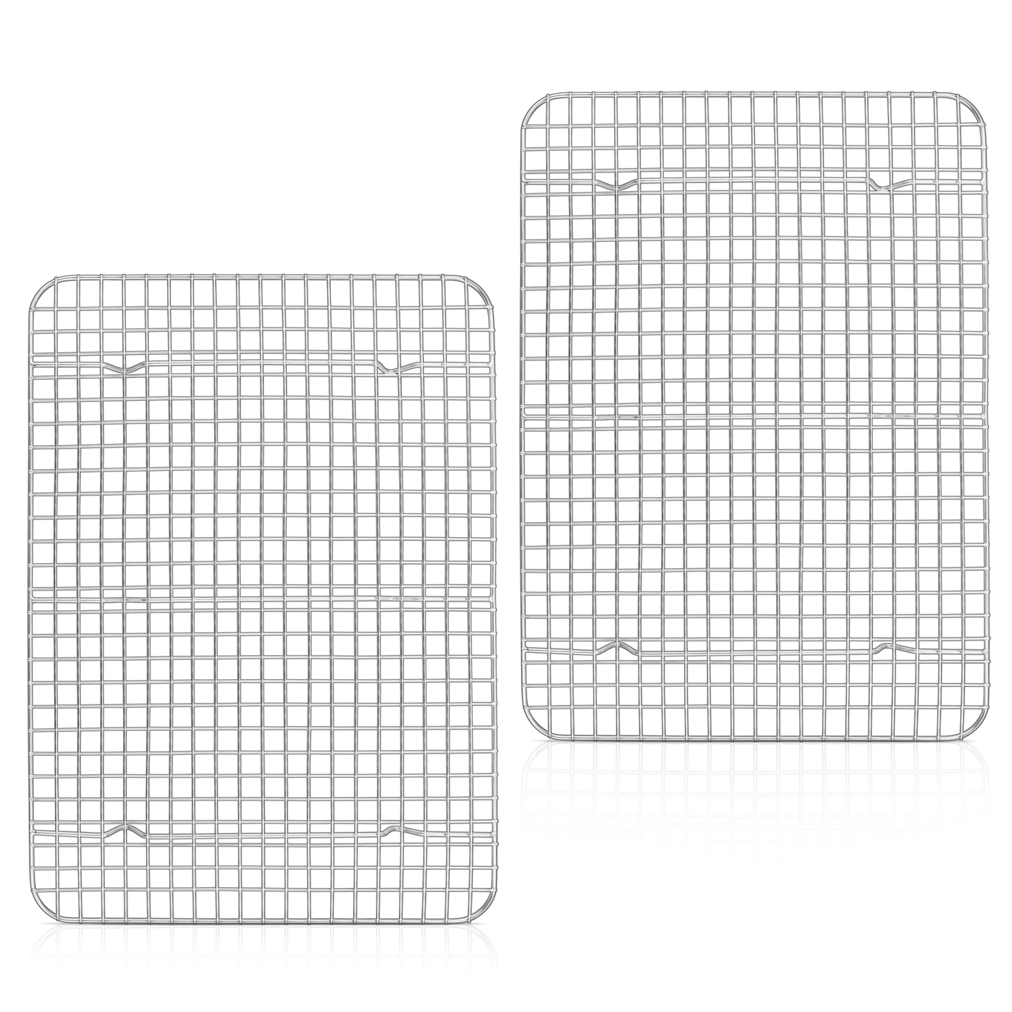 Herogo Large Cooling Rack Set, Stainless Steel Wire Rack Set of 2, 39x28x2 cm Fit Large Baking Tray, Rectangular Oven Rack for Cake Cookies Meat Pizza, Heavy Duty & Rustproof, Oven & Dishwasher Safe