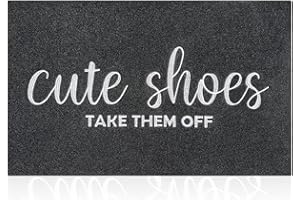 AOAOPQ Welcome Mat Outdoor Entryway Cute Shoes Take Them Off Mats for Front Door with Rubber Backing Doormat All-Weather Indoor Mat Polystyrene Non Slip Natural Mat Black