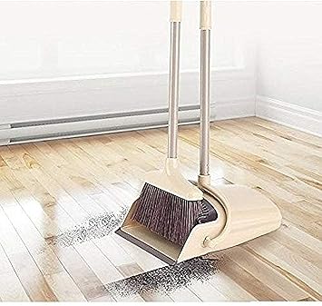 Amigos Long Handle Rotatable Self Cleaning Broom and Dust Pan with Long Handle Standing Upright Grips Sweep Set with Lobby Broom Combo Set