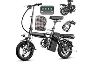 LELEKUAI Electric Bike for Adults and Teens, 560W Motor 24MPH Compact Commuter Folding Ebike, 32 Miles Range, 48V 10Ah Battery, 3-Level Pedal Assist, 14" Foldable Mini Electric Bicycle, UL 2849 Certified
