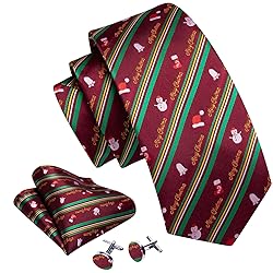 Barry.Wang Mens Christmas Tie Set Maroon Green