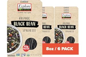 Explore Cuisine Organic Black Bean Spaghetti - Pack of 6 (8 oz) - Easy-to-Make Gluten Free Pasta - High in Plant Protein & Fiber - Vegan, Keto Friendly, Non-GMO, Kosher - 24 Total Servings