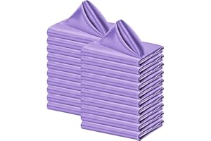 PESONLOOK 30 Pieces Satin Dinner Napkins 17 x 17 Inch Oversized Square Table Napkins Washable Soft Dinner Napkins for Wedding, Parties,Banquet,Restaurant Decoration (Lavender)