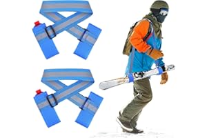 2pcs Ski Carrier Strap, Ski Fastener Sling Strap Sk Pole Wrap Straps Ties Gear Adjustable Ski Straps with Protector Pads Snow