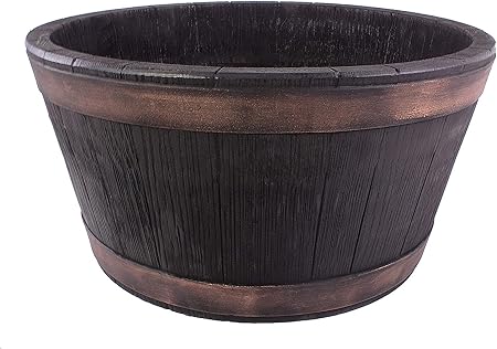 Bigdean Weinfass Eichenfass Kunststoff Bottich Blumenkasten Trog Zuber Gartenteich Mini Teich Fass Nachbildung Durchmesser 50 Cm Hohe 25 Cm Ca 38 Liter Amazon De Garten