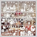 VEYLIN Xmas Window Clings 141 Static Snow Flakes 8 Sheets Merry Christmas view 2