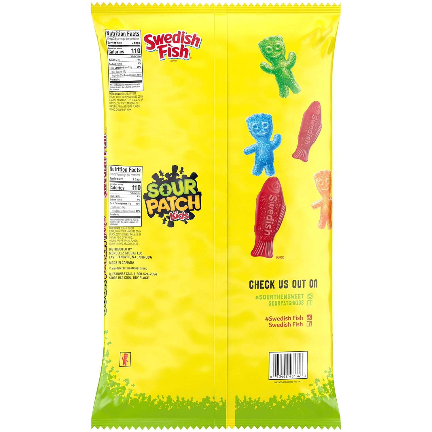 SOUR PATCH KIDS Candy and SWEDISH FISH Candy Halloween Candy Variety Pack, 1 - 115 Trick or Treat Snack Packs : Grocery & Gourmet Food