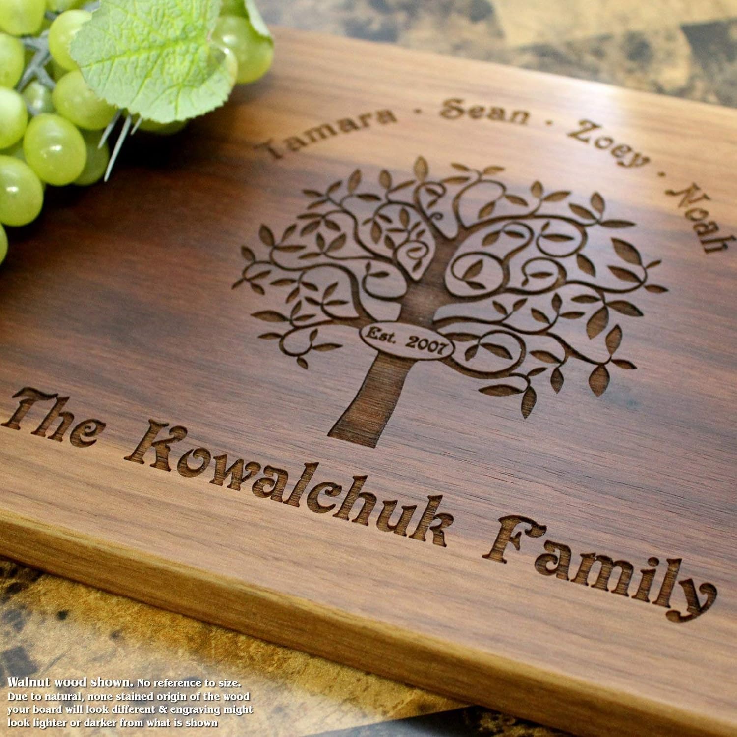 Personalized Engraved Cutting Board Family Tree, Custom Keepsake