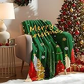 LOSIVISHE Christmas Fleece Throw Blanket – Extra Length 70 in, 300GSM Soft and Cozy Holiday Blanket for Sofa, Bed, Couch – Xmas Decorative Flannel Blanket, W50 x L70in