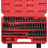 CASOMAN 1/4 Inch Drive Master Impact Socket Set with Adapters, U-Joint, Extensions & Torx Socket, 86-Piece, 6-Point, SAE/Metr