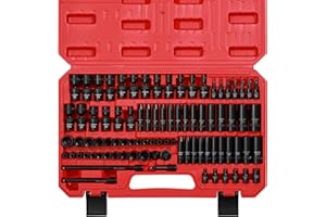 CASOMAN 1/4 Inch Drive Master Impact Socket Set with Adapters, U-Joint, Extensions & Torx Socket, 86-Piece, 6-Point, SAE/Metr