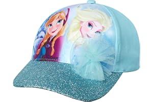 Disney Girls Princess Glitter Baseball Cap - Frozen Elsa, Anna, Cinderella, Belle, Ariel (2-7)