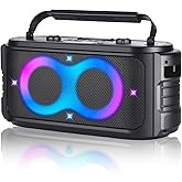 RRNUY Portable Bluetooth Speaker 300W Peak Big Powerful Loud Sound Deep Bass Large Wireless Boombox with Subwoofer DSP Led Light for Home Party Outdoor Gatherings Camping Backyard