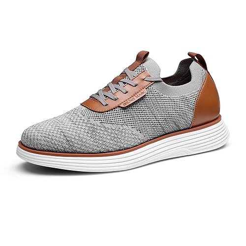 Bruno Marc Men's Breathable Knit MaxFlex III Mesh Dress Sneakers, Lightweight Lace Up Casual Business Oxfords Comfortable Shoes,Size 12,Grey,SBOX2317M