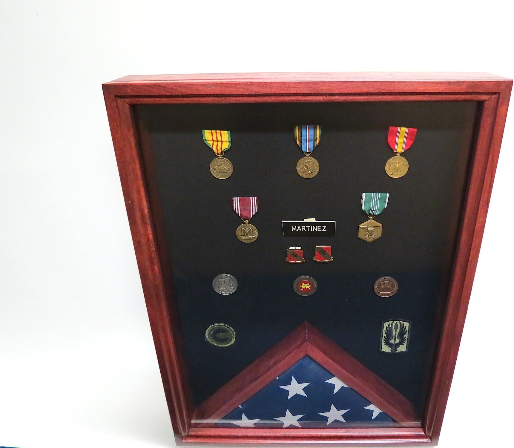 Military (3x5) Flag Case Shadow Box Combo (Solid Cherry Wood)