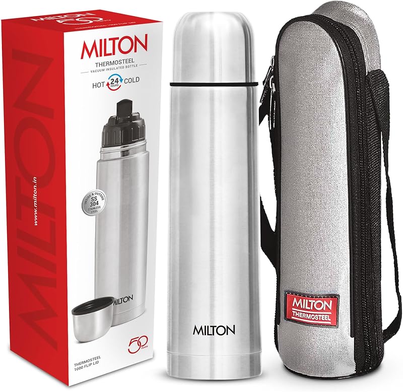 Milton Thermosteel Vacuum Flask 1 Litre Stainless Steel Bottle Leak Proof