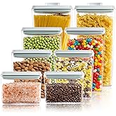 Tourdeus Pop Top Food Storage Containers - 8 Pack BPA-Free Pantry Organizers with Airtight Lids, Food-Grade with Measurement Marks