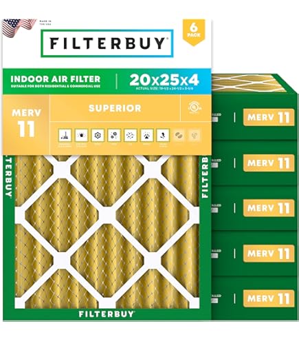 Filterbuy 17x25x1 Air Filter MERV 11 Allergen Defense (4-Pack), Pleated HVAC AC Furnace Air Filters Replacement (Actual Size: 16.50 X 24.50 X 0.75 Inches - View #9