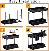 GEMWON Under Sink Storage Kitchen Organizer 2 Tier Sliding Drawer Black view 3