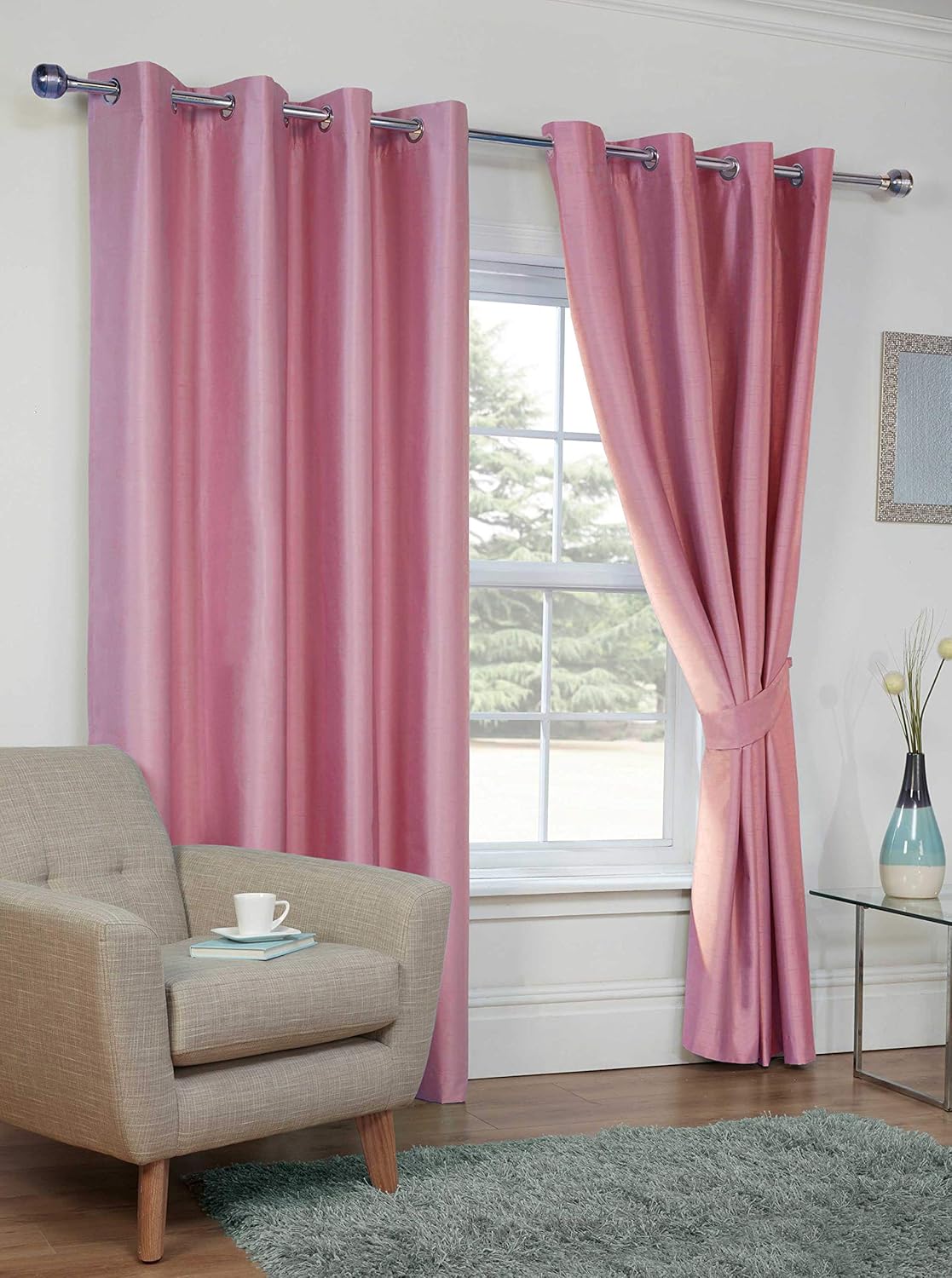 Jvin Fab Imported Eyelet Silk Door Curtains 9 Feet Set of 2 Pices B081TZ87NV