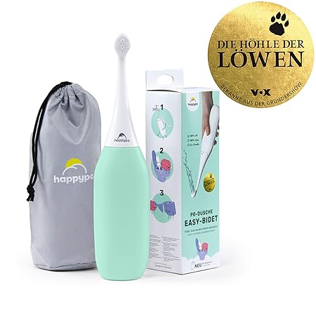 HAPPYPO Easy-Bidet (Mint), ersetzt Feuchttücher & Dusch-WC, Po-Dusche, Mobiles Bidet, inc. Reisebeutel — sanft, gründlich, sp