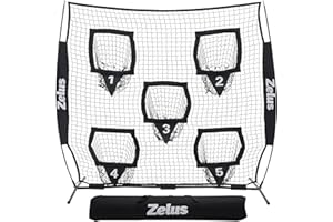 ZELUS Football Throwing Net, Quarterback Training Equipment with 5 Target Pockets, Football Practice Throwing Passing Accuracy Trainer with Carry Bag Ground Stakes for Kids Adults