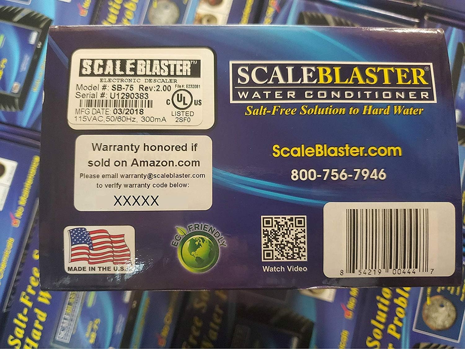 ScaleBlaster SB-75 Scale Blaster Black with Warranty, Sustainable Hard Water Softener Conditioner Descaler, Limescale Remover, Salt and Chemical Free, Made in the USA - - 