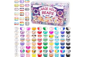 ZYEHXED 500 Pcs European Large Hole Beads, Assorted European Craft Beads Mixed Color Lampwork Spacer Beads Large Hole Fairy Garden Beads for DIY Charms Bracelet Necklace Earring Jewelry Making Supplies