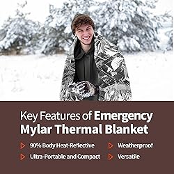 Emergency Mylar Blanket, 4 Pack, Thermal Space