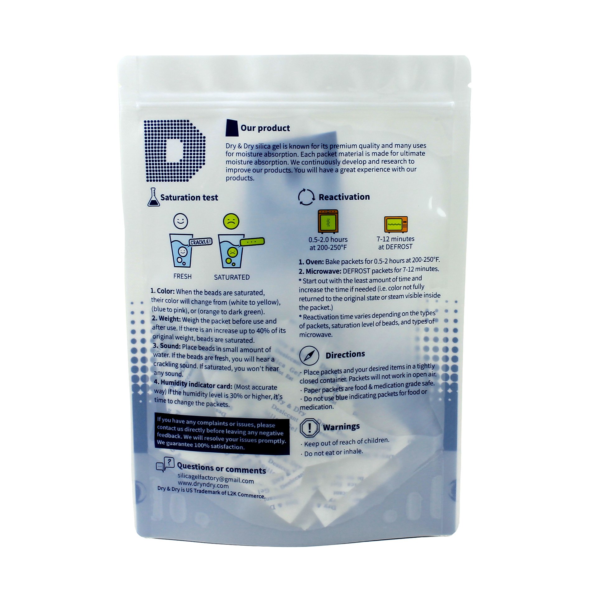 [30 PACKS] 10 Gram "Dry Dry" Premium Pure Safe Silica Gel Desiccants