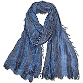 silk seduction Artistic Retro Cotton And Linen Scarf, Plain Tie Dye Gradient Autumn And Winter New Soft Cotton Shawl
