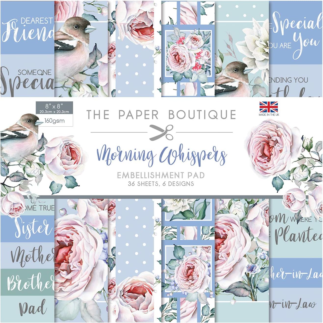 The Paper Boutique Morning Whispers Collection-Embellishments Pad, Mixed Pastel, 8 x 8