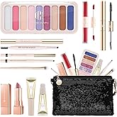 Color Nymph All in One Makeup Kit for Women & Girls, Cosmetics Gift Set with Sequin Shoulder Bag Includes Eyeshadow Palette, Lip Gloss, Lipstick, Liquid Blush, Eyeliner, Eyebrow pencil, Mascara, Brush