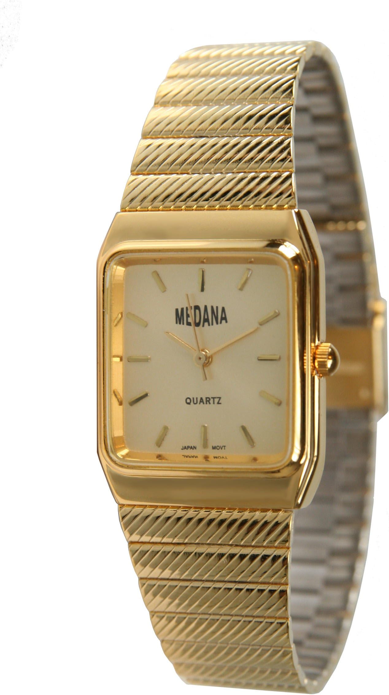 Medana Women's Classic Deluxe Gold Tone Rectangular Bracelet Watch # 1176