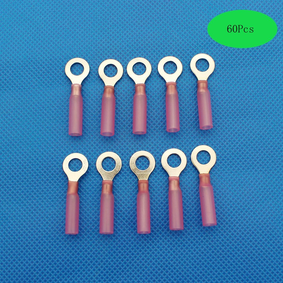 60Pcs Heat Shrink Connectors,Raogoodcx 22-16 GA Nylon Insulated Heat Shrink Ring Waterproof Wire connectors Marine Automotive Terminals Kit M6